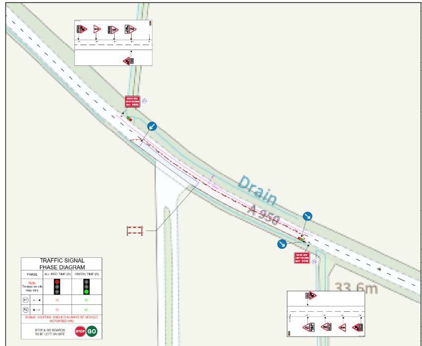 A map showing Traffic Management (TM) arrangements on a950