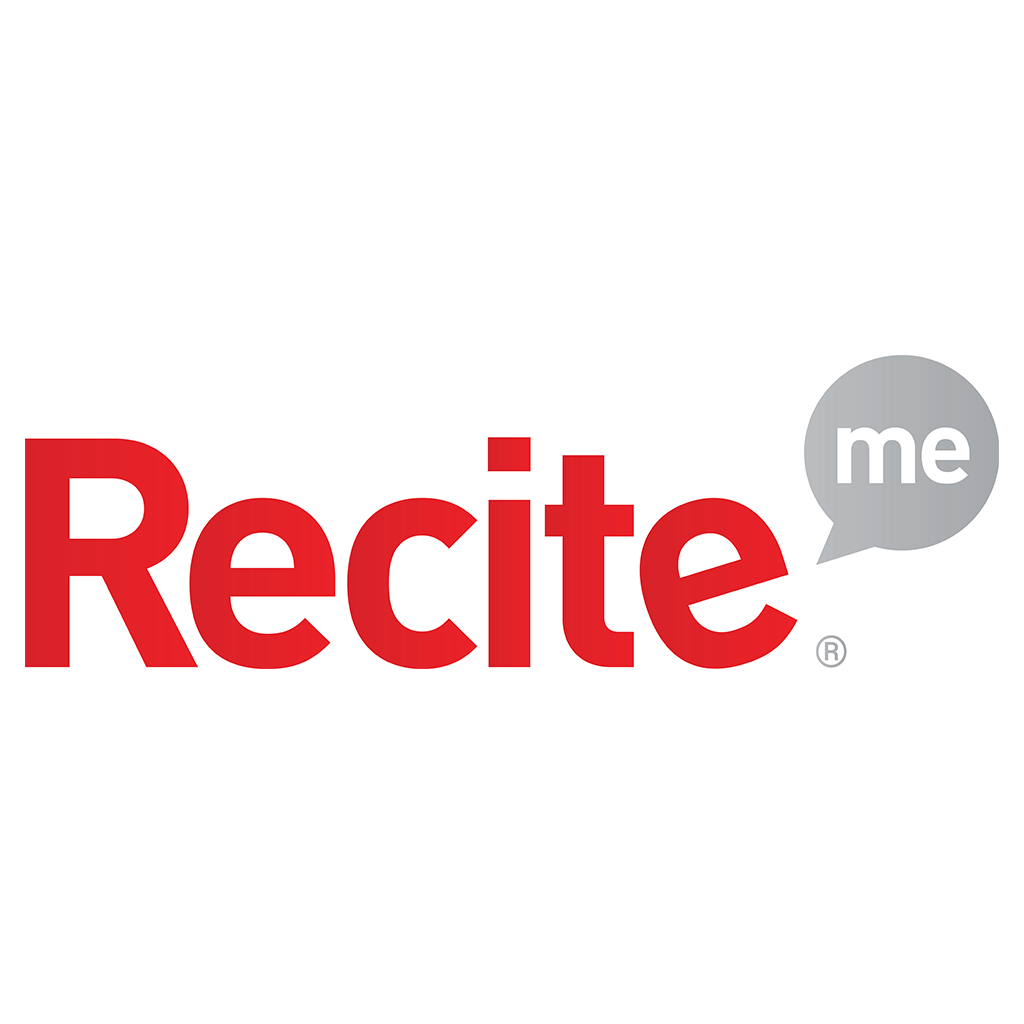 Recite Me logo in red coloured font. 