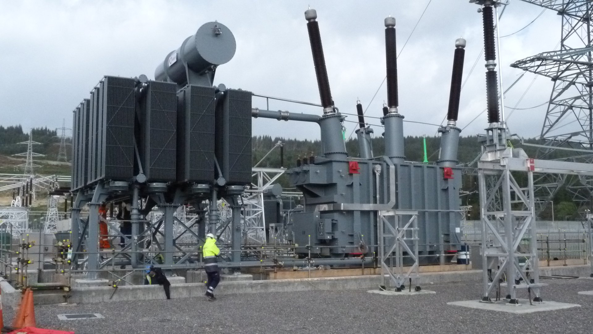 A large section of substation infrastructure.