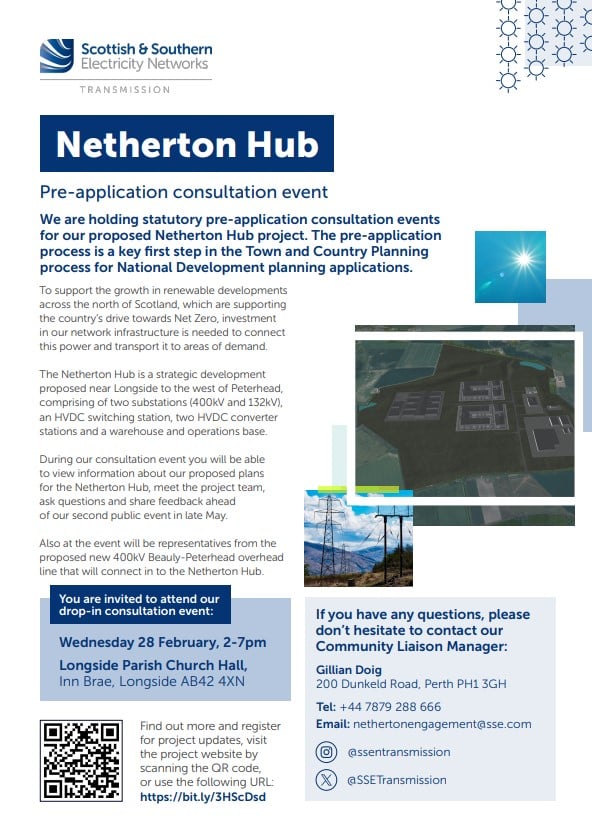 An advert describing a Netherton Hub Pre-Application Consultation Event.