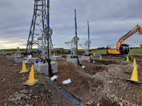 Substation infrastructure on a construction site.