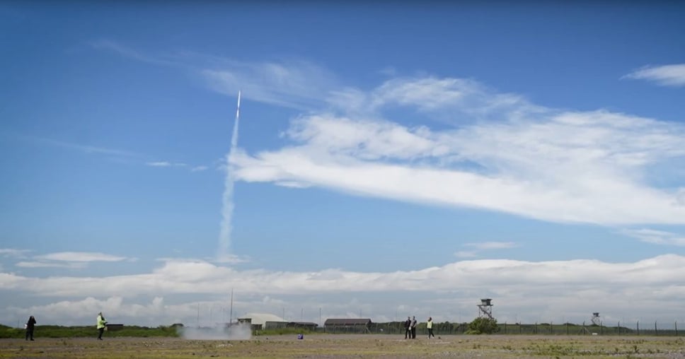 The rocket blasts off from Machrihanish Airbase