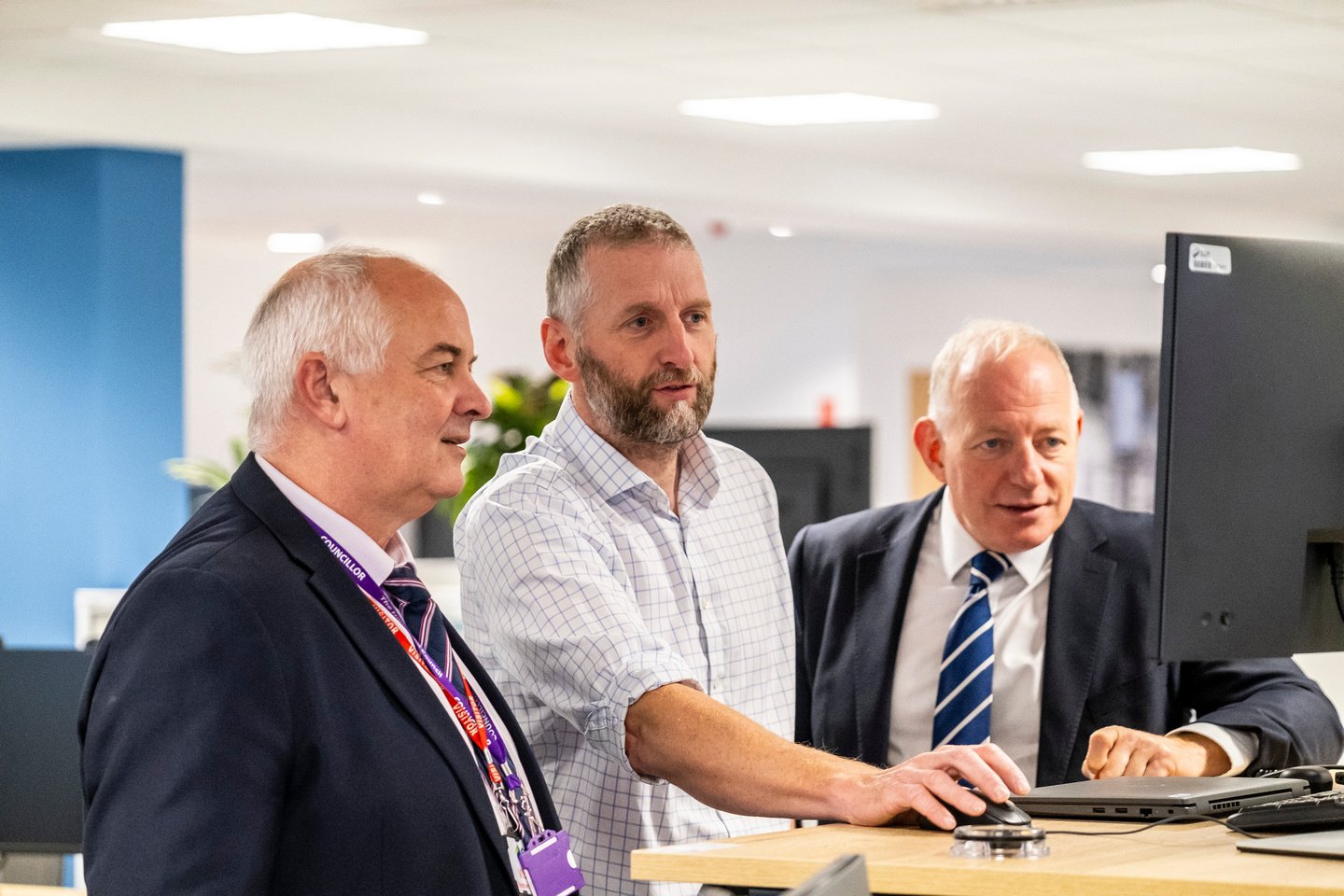 Cllr Raymond Bremner (left) was given a tour of the new Pathway to 2030 offshore hub in SSEN Transmission's Inverness office .jpg