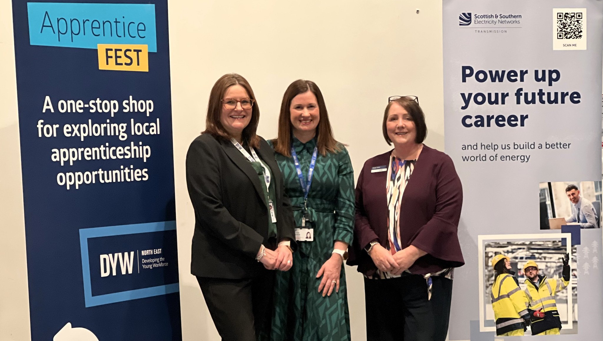 SSEN Transmission’s Stakeholder Manager Victoria Murchie (centre) with DYW North East’s Employer School Coordinator Lisa Mitchell (left) and Director Margo Milne 